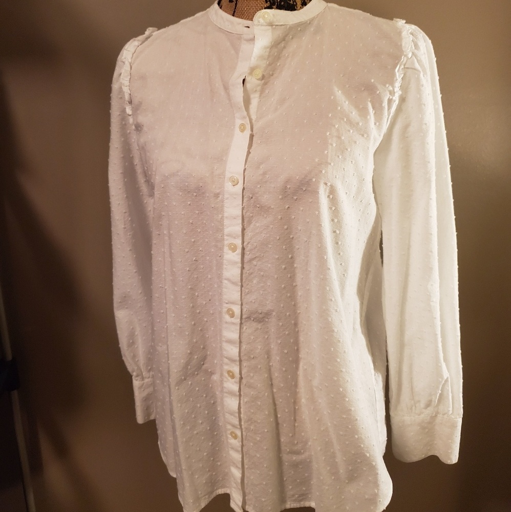 Swiss Dot Button Down Blouse